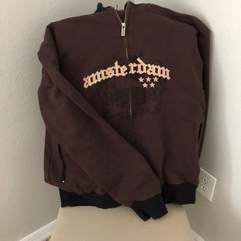 Mens Blue Marlin Zip Up Sweater, Size XL